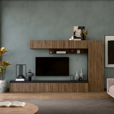 The Range Saumur   Wall Mounted Entertainment Center - Black and Alina Pattern
