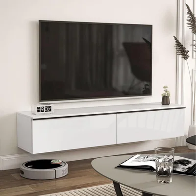 The Range HOMCOM Floating TV Unit Stand for TVs up to 70" with High Gloss Effect - White