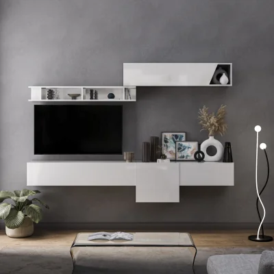 The Range Leiden Wall Mounted Entertainment Center - High gloss White