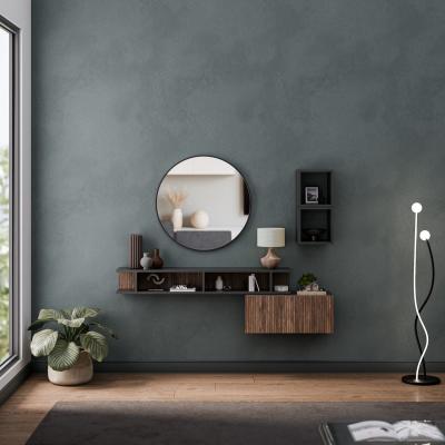 The Range Bari Wall Mounted Entertainment Center - Black and Alina Pattern