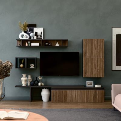The Range Braga Wall Mounted Entertainment Center - Black and Alina Pattern