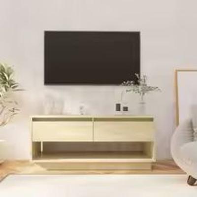 The Range 102cm Oak TV Cabinet 102cm Stylish Wood Storage Unit - Brown