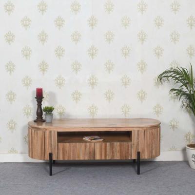 The Range York Natural Solid Wood Tv Cabinet With Metal Legs - Wood