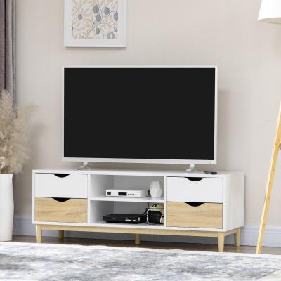 The Range TV Cabinet Stand with Storage Drawers and Shelves for Living Room - Natural, White