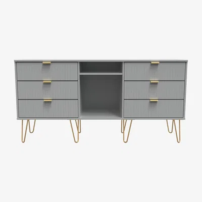 The Range Linear 6 Drawer TV Unit - Dusk Grey