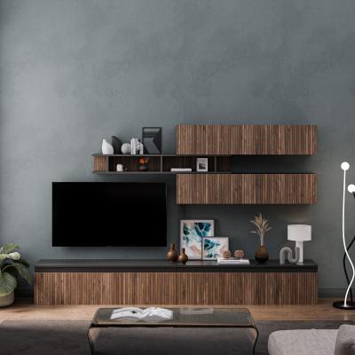 The Range Alicante Wall Mounted Entertainment Center - Black and Alina Pattern