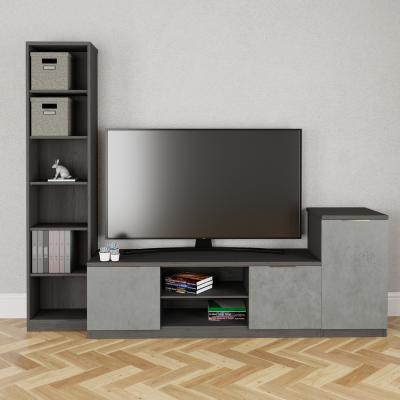 The Range Layton TV Unit with Cabinet and Bookcase - Smoked oak