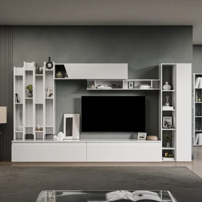 The Range Wien Wall Mounted Entertainment Center - High gloss White