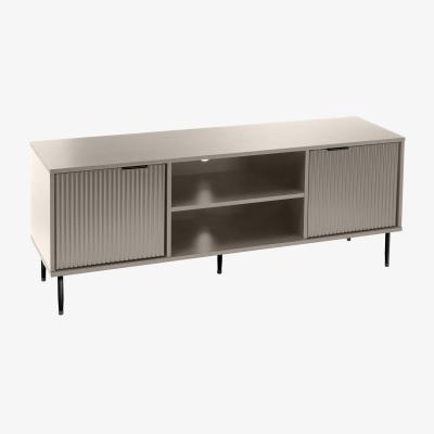 The Range 2 Door TV Unit Television Stand Cabinet Ribbed Design - cream