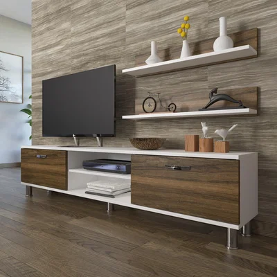 The Range Decorative TV Unit  - White & Walnut