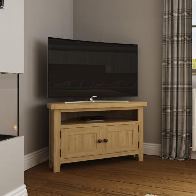 The Range 2 Door Corner TV Unit Natural Oak - Natural Oak