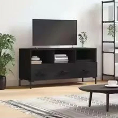 The Range 102cm Stylish Black Engineered Wood TV Cabinet - Black