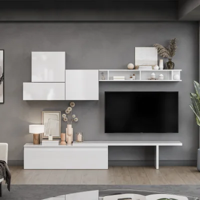 The Range Estoril Wall Mounted Entertainment Center - High gloss White