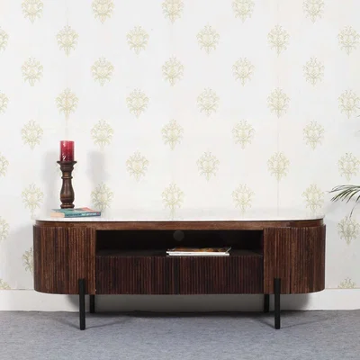 The Range Luxor Mango Wood Tv Cabinet With Marble Top  Metal Legs - Marble