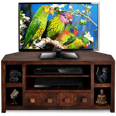 The Range Dakota Mango Corner TV Unit - Dark Wood