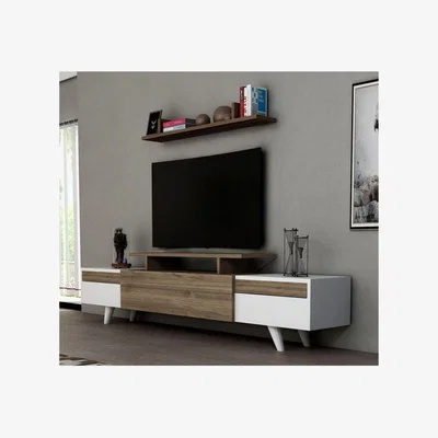 The Range Miray TV Unit Walnut White - White & Walnut