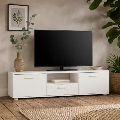 The Range Nagoya Scandinavian Media TV Unit 2 Doors 1 Drawer 1 Shelf - White