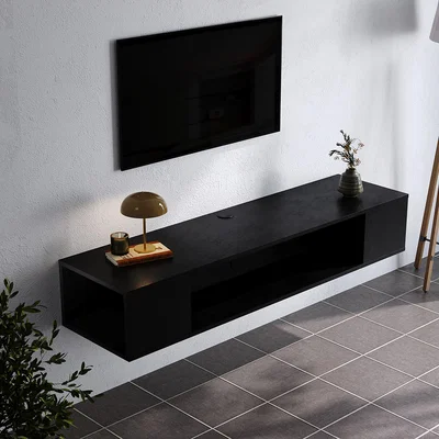 The Range Floating TV Unit with Storage Compartments on Both Sides - Black