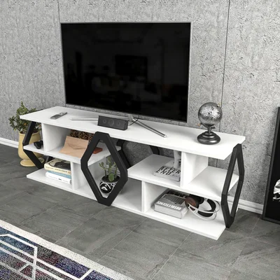 The Range Erisa 140 cm Wide TV Unit and Media Console with Shelves - White