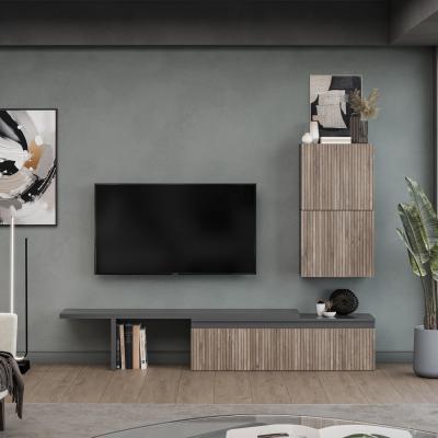The Range Bezier Wall Mounted Entertainment Center - Black and Alina Pattern