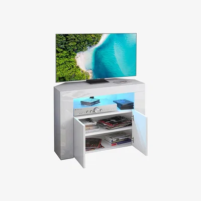 The Range DripeX Corner LED TV Stand Cabinet High Gloss - White