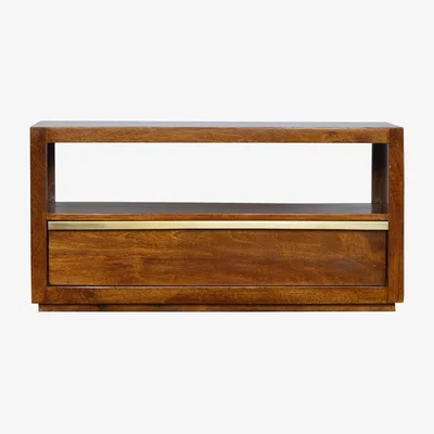 The Range Chestnut Media Unit with Gold Bar - Orange