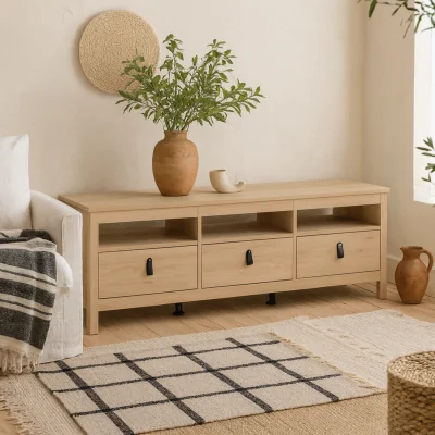 The Range Wildberry Jackson Hickory TV Unit with 3 Drawers - Natural