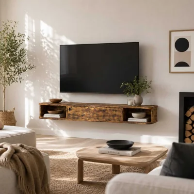 The Range Avamoro 120cm Rustic Brown Floating TV Unit - Fits TVs Up to 50 Inches