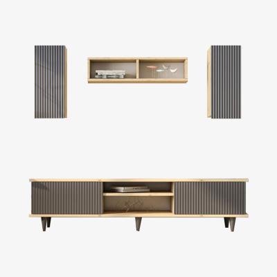 The Range NERO TV Cabinet  and Shelving Set, Oak-Anthracite - Oak-Anthracite