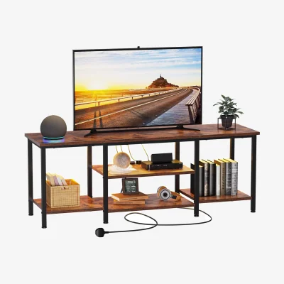 The Range 140cm TV Stand for TV up to 65 Inch with Power Outlets - brown