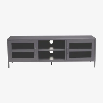 The Range Acier Two Door Grey Metal Media Unit - Grey
