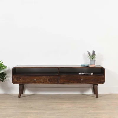 The Range Franklin Dark Mango Wood Large TV Stand with 2 Drawers - Wood