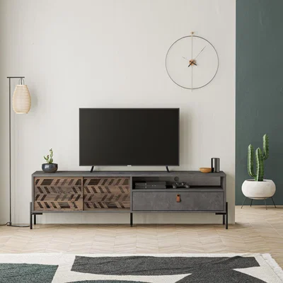 The Range Dionysos Modern TV Stand Multimedia Centre TV Unit With Storage Cabinet - Retro Grey
