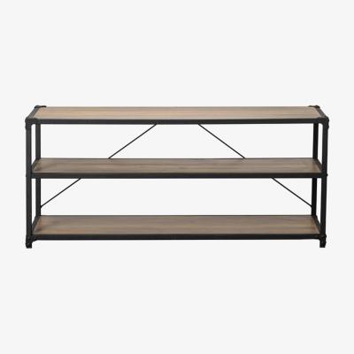 The Range Oak Style TV Stand with Matt Black Industrial Detailing