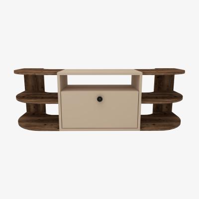 The Range Tresa TV Stand Entertainment Center - Light Walnut & Beige / Melamine Metal Particle Board Plastic PVC
