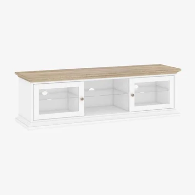 The Range Paris Wide 2-Door 1-Shelf TV Unit - White and Oak