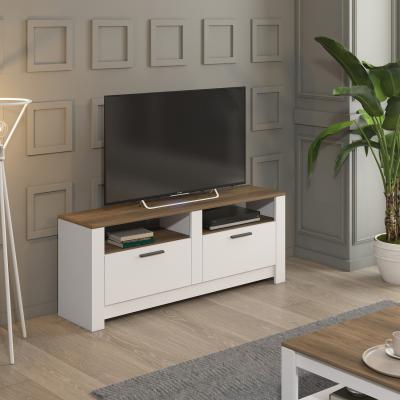 The Range Grado Modern TV Stand and Media Console - Walnut and White