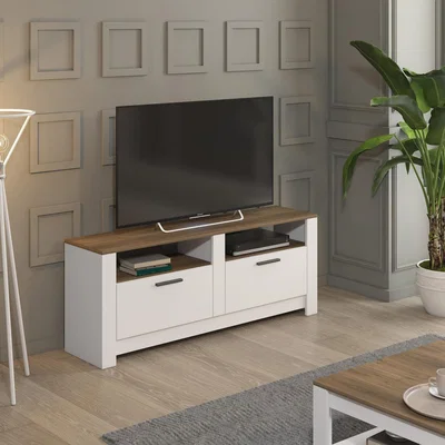 The Range Grado Modern TV Stand and Media Console - Walnut and White