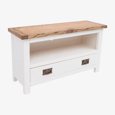 The Range Lovere 1 Drawer TV Unit - Off White / Antique Brass Drop