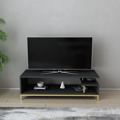 The Range Reilly 120cm Wide Tv Stand - Anthracite and Gold - Anthracite