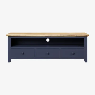 The Range Florence Large Wooden TV Unit with Drawers - Navy Blue