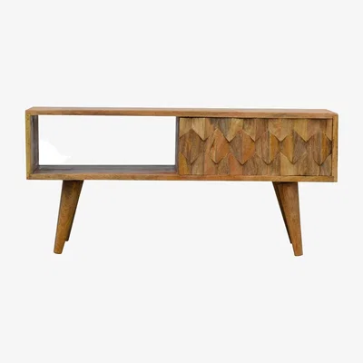 The Range Pineapple Carved Media Unit With Sliding Door - Orange