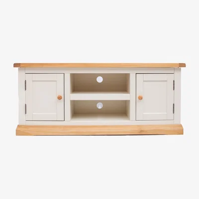 The Range Trevi 2 Door TV Stand - White / Wood Knob