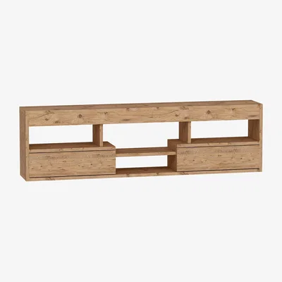 The Range Boris Floating TV Stand with Shelves and Cabinets - Atlantic Pine