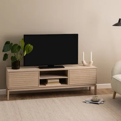 The Range Linley 2 Door TV Unit in White Oak - White Oak