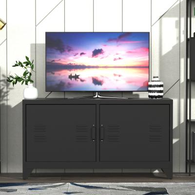 The Range Industrial TV Cabinet Stand with Doors and Storage System - Black