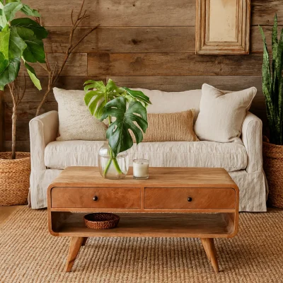 The Range Ribeauville Curve Solid Mango Wood TV Media Unit - Brown