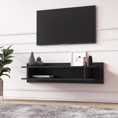 The Range Lucio Modern Black Floating TV Stand - Black