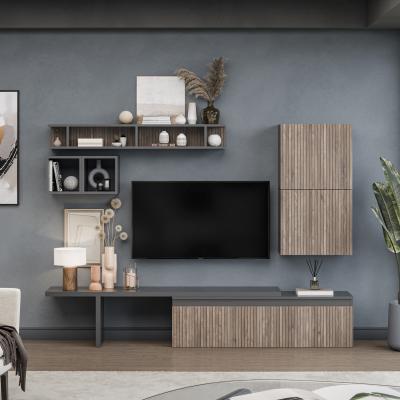 The Range Bergen Wall Mounted Entertainment Center - Black and Alina Pattern