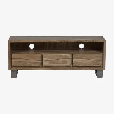 The Range Natural Essential Live Edge Large Media Unit - Light Wood